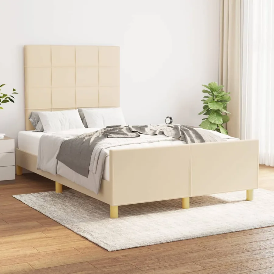 Cadre de lit sans matelas crème 120x190 cm tissu