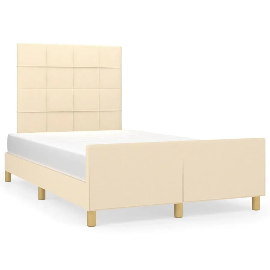 Cadre de lit sans matelas crème 120x190 cm tissu - 2