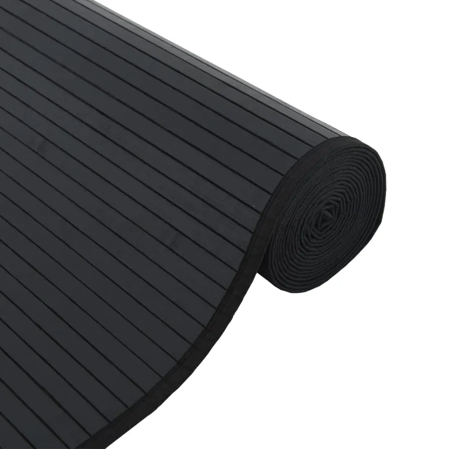 Tapis rectangulaire noir 100x200 cm bambou - 4