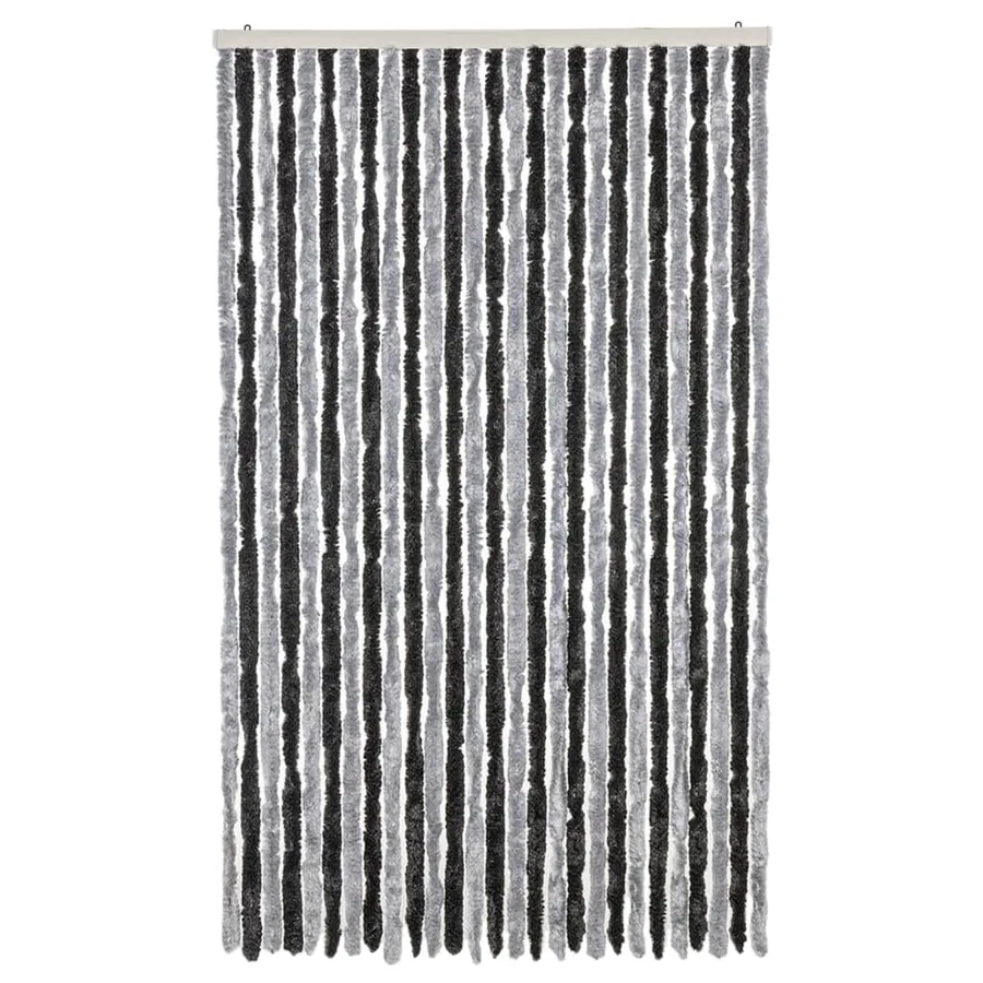 Rideau anti-mouches gris et noir 118x220 cm chenille - 3