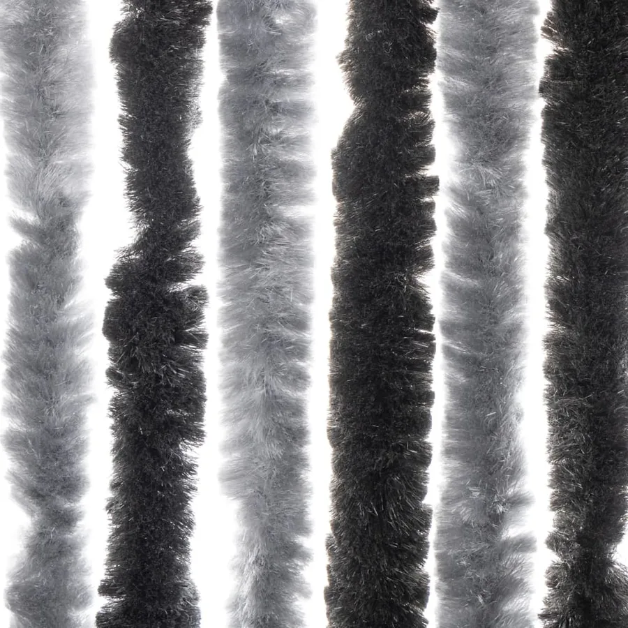 Rideau anti-mouches gris et noir 118x220 cm chenille - 5