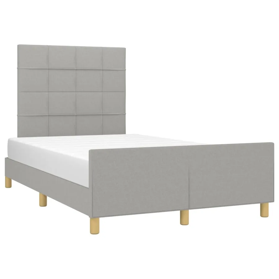 Cadre de lit sans matelas gris clair 120x190 cm tissu - 4