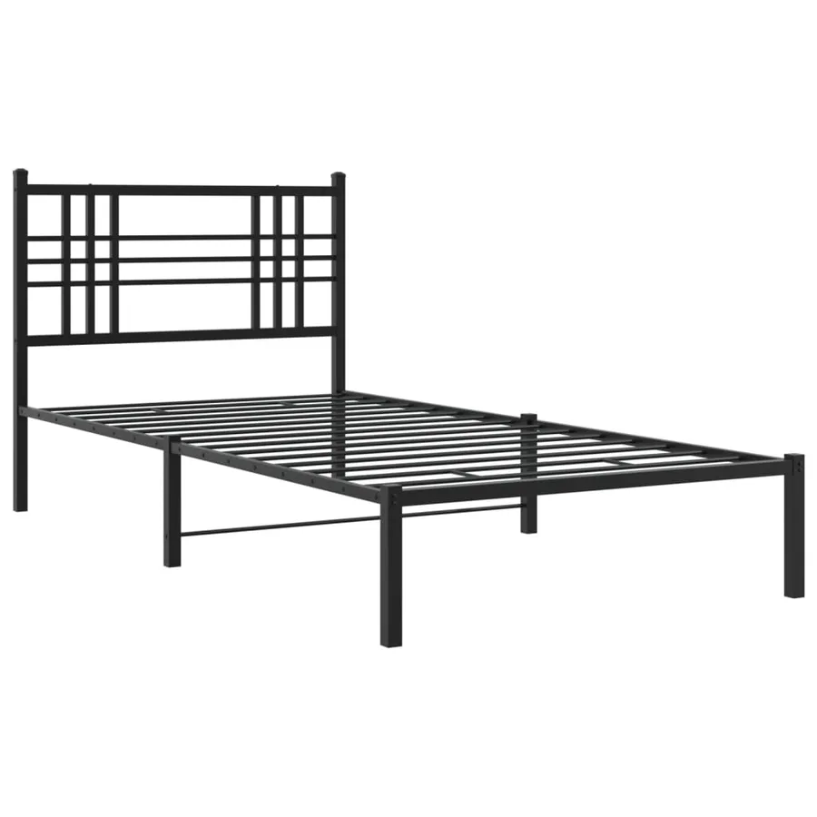 Cadre de lit métal sans matelas avec tête de lit noir 90x200 cm - 3