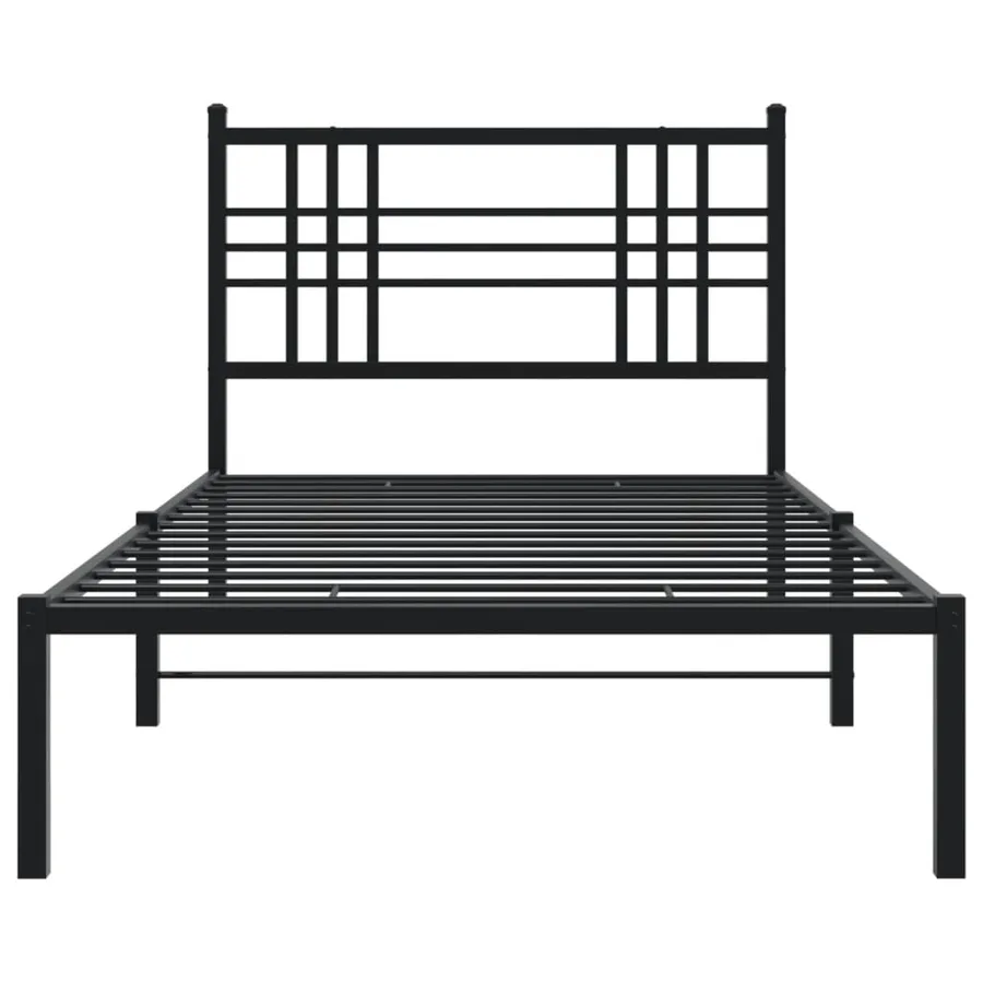 Cadre de lit métal sans matelas avec tête de lit noir 90x200 cm - 4