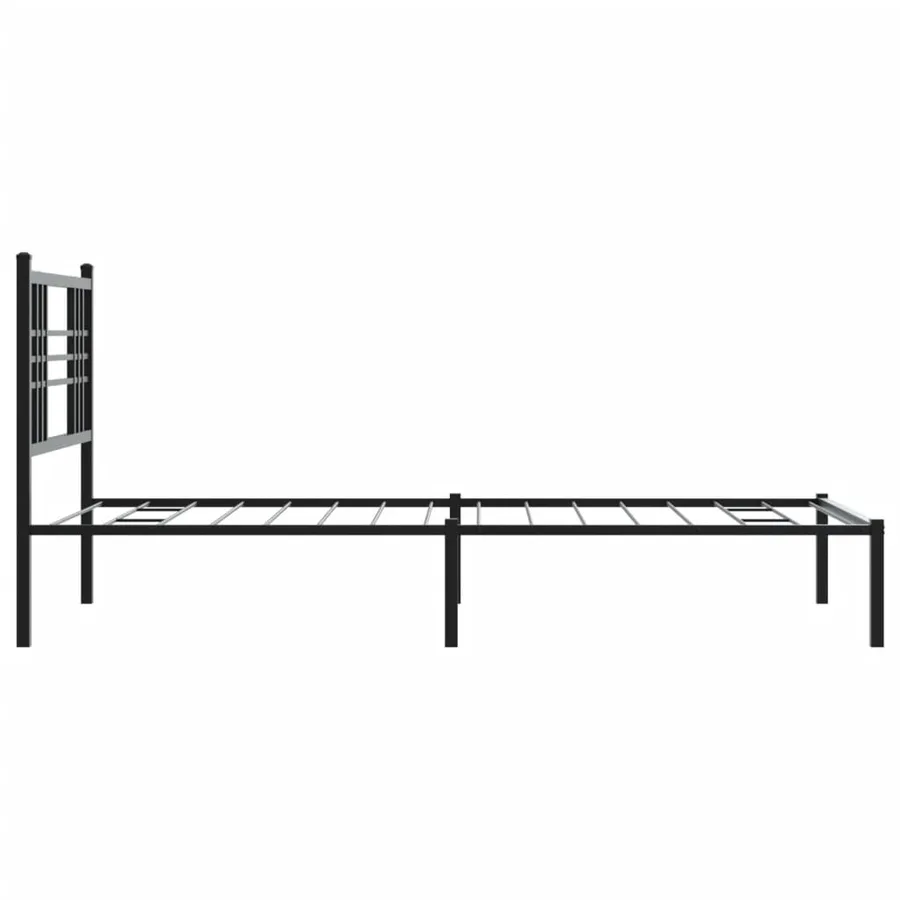 Cadre de lit métal sans matelas avec tête de lit noir 90x200 cm - 5