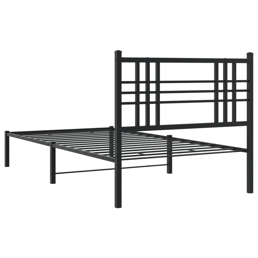 Cadre de lit métal sans matelas avec tête de lit noir 90x200 cm - 6