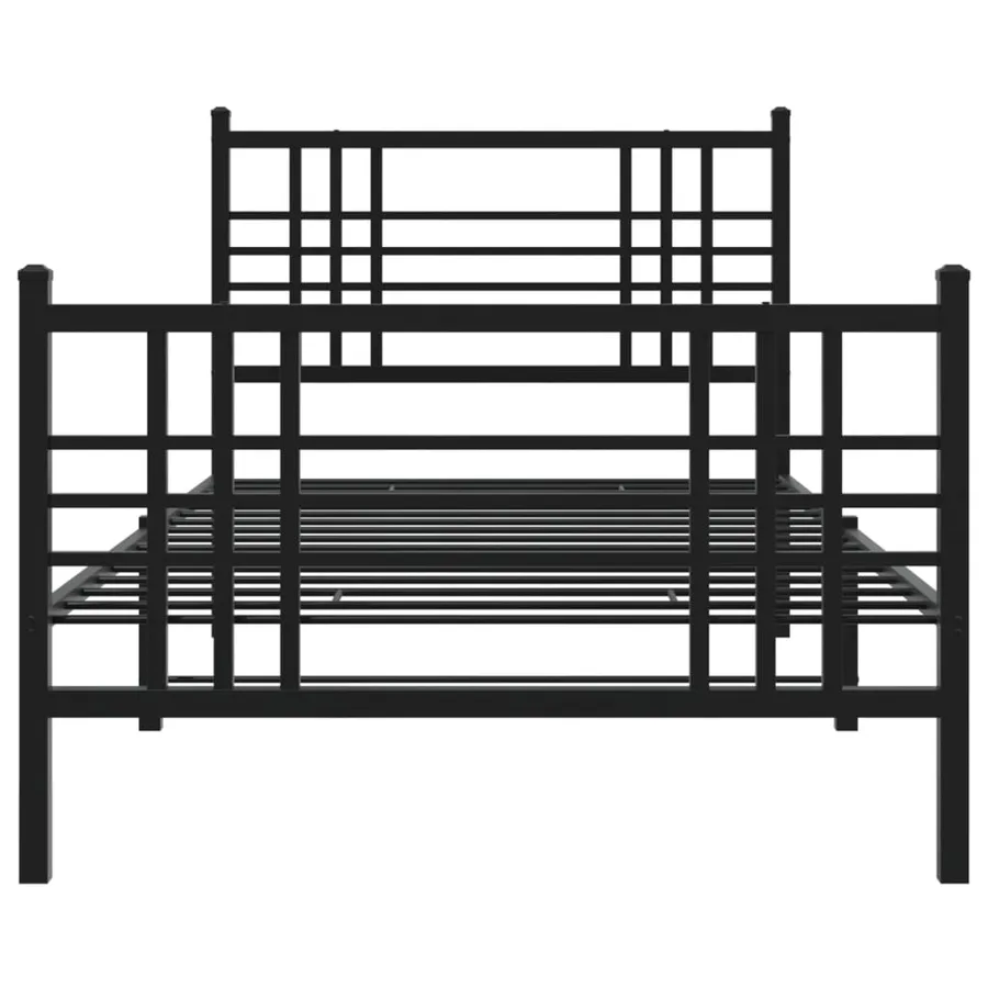 Cadre de lit métal sans matelas avec pied de lit noir 90x190 cm - 4