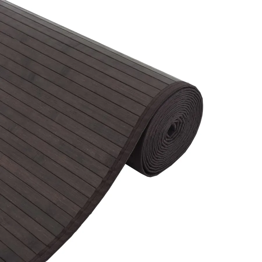 Tapis rectangulaire marron foncé 60x300 cm bambou - 4