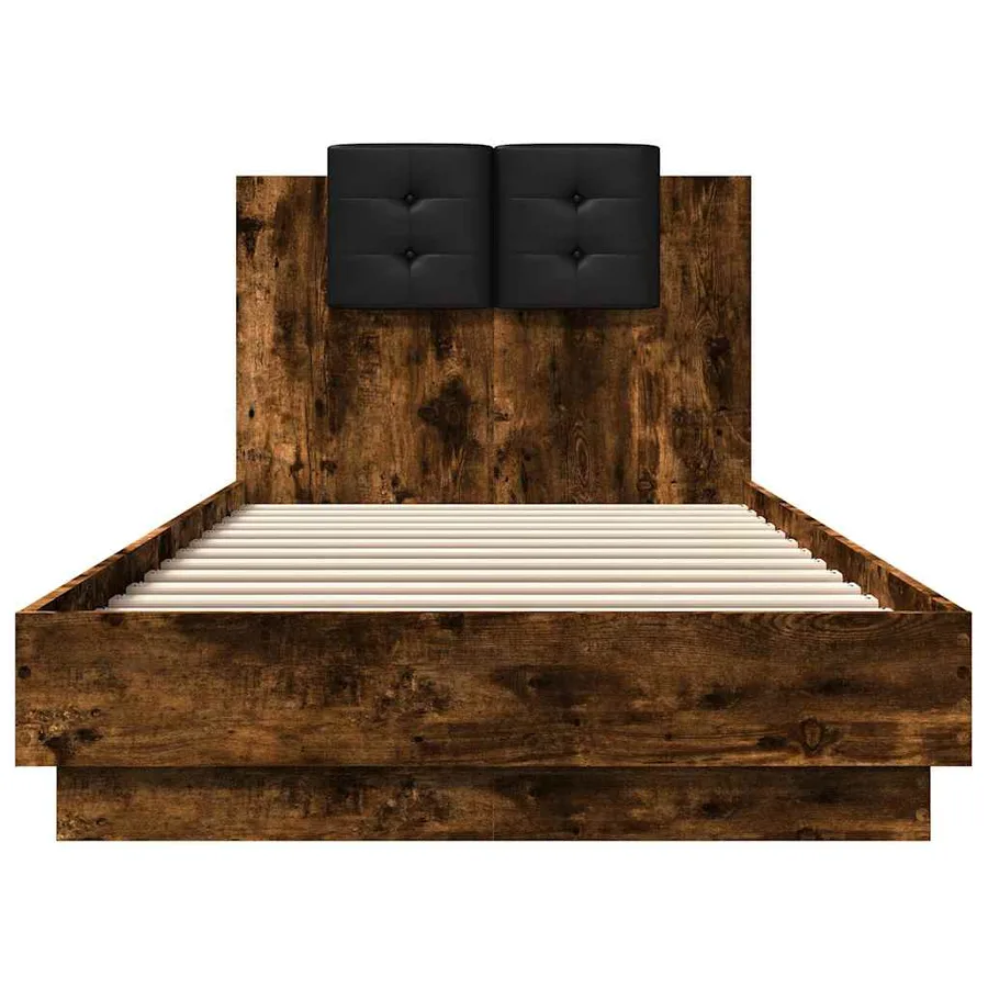 Cadre de lit sans matelas chêne fumé 90x200 cm - 4