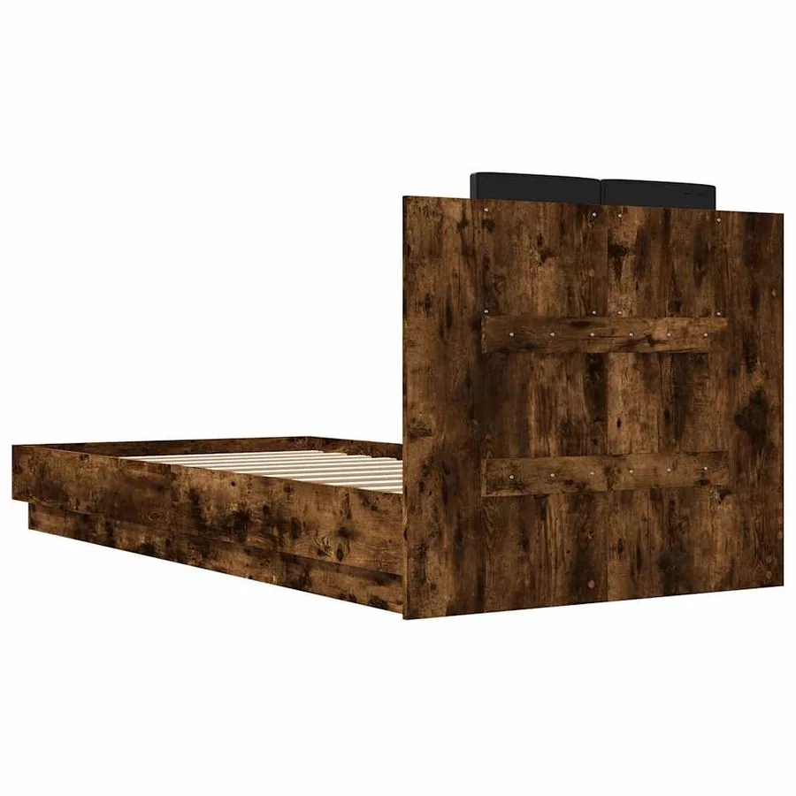 Cadre de lit sans matelas chêne fumé 90x200 cm - 6