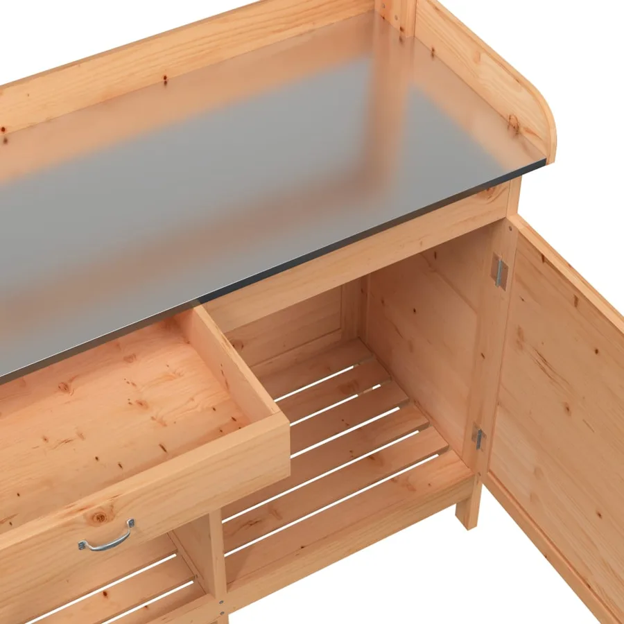 Table de rempotage avec armoire marron bois massif de sapin - 11