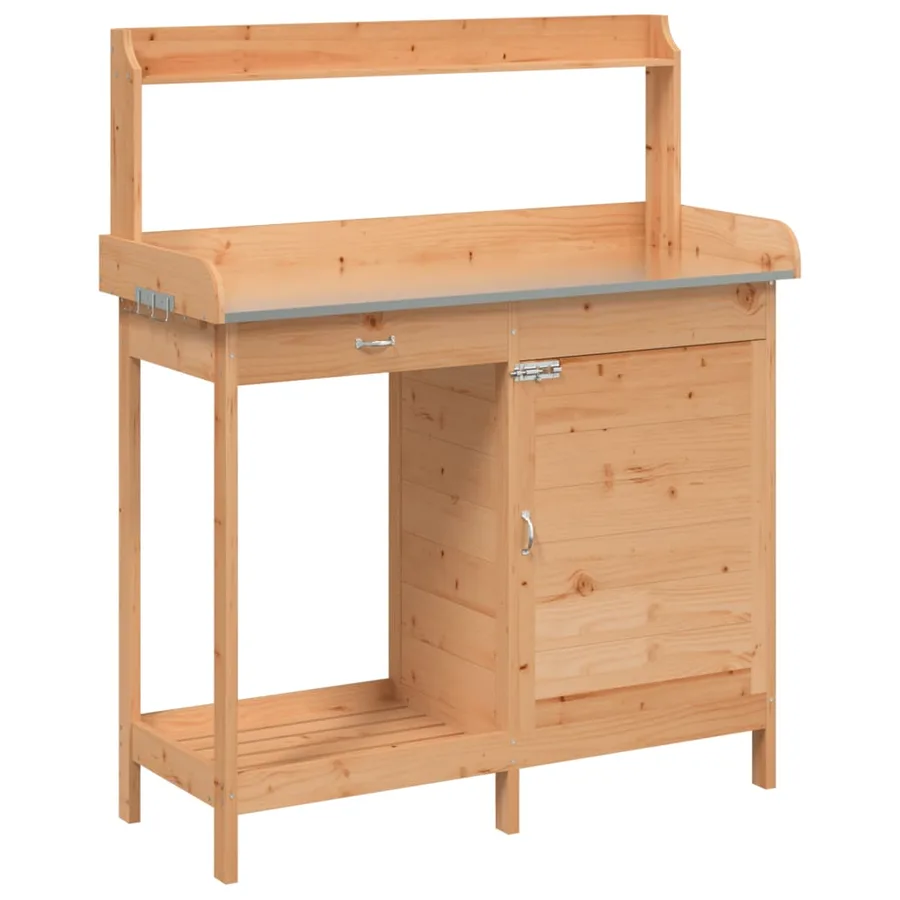 Table de rempotage avec armoire marron bois massif de sapin - 2