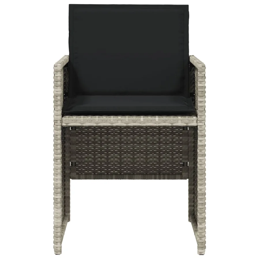 Chaises de jardin avec coussins lot de 4 gris clair poly rotin - 5