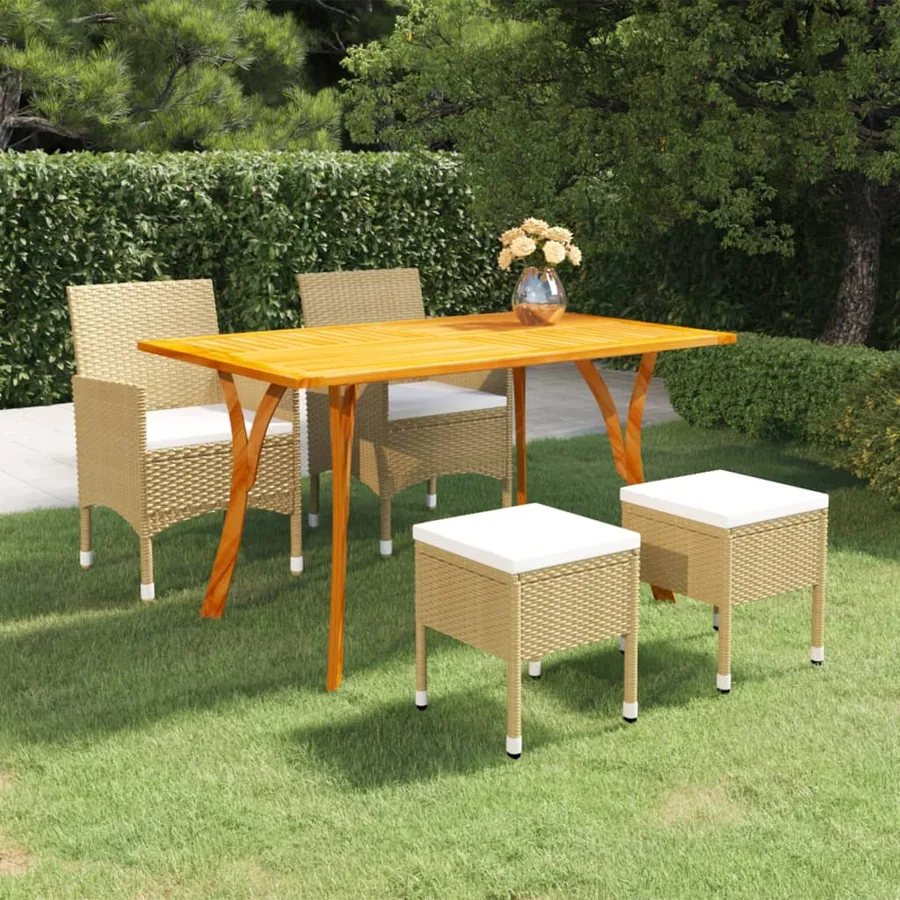 Ensemble à manger de jardin 5 pcs Beige