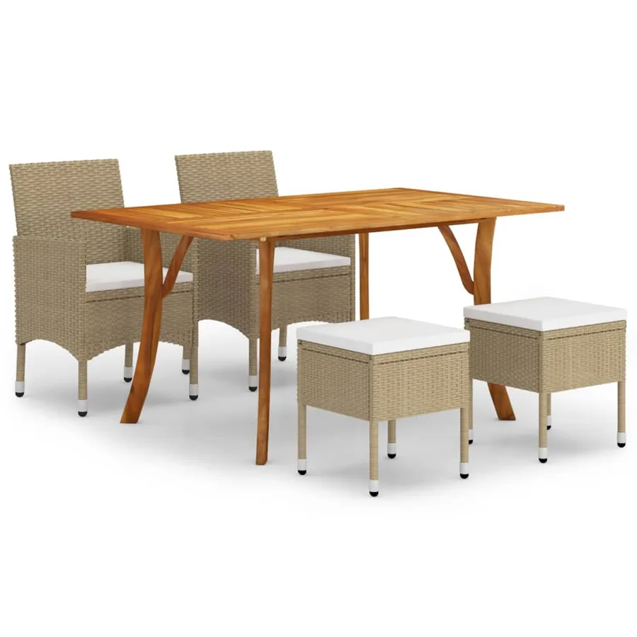 Ensemble à manger de jardin 5 pcs Beige - 2