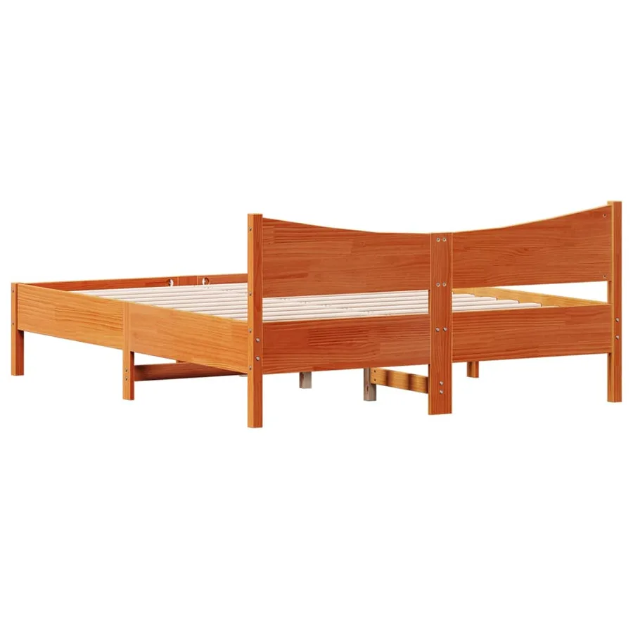 Cadre de lit sans matelas cire marron 160x200cm bois pin massif - 6