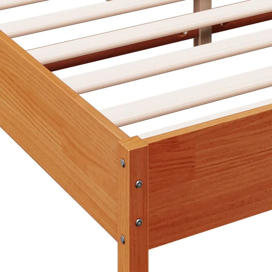 Cadre de lit sans matelas cire marron 160x200cm bois pin massif - 7