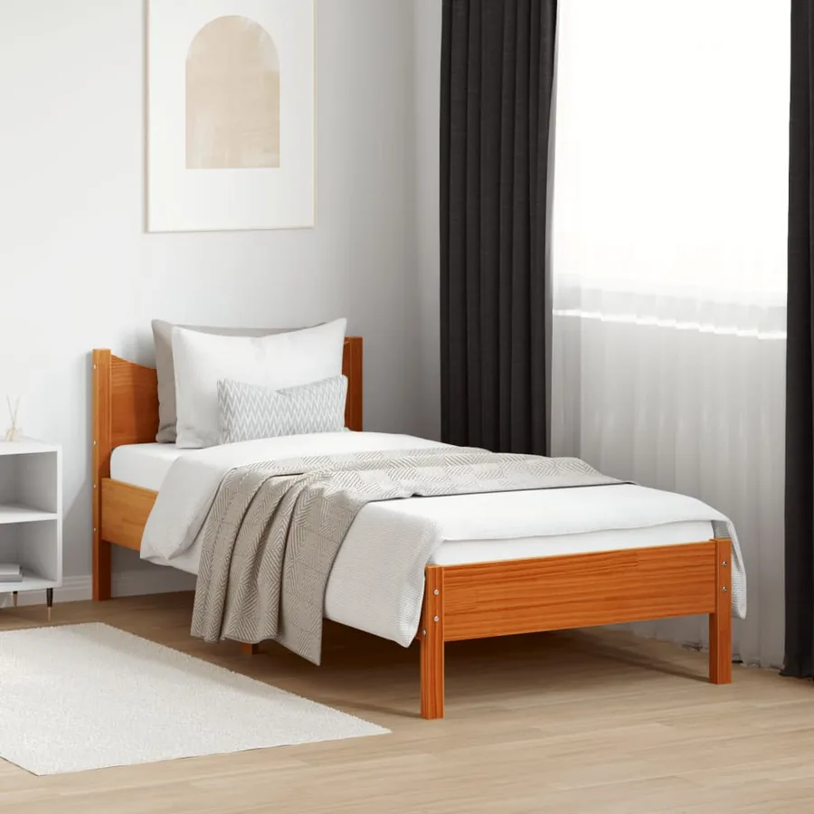 Cadre de lit sans matelas cire marron 75x190 cm bois pin massif