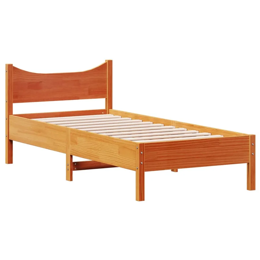 Cadre de lit sans matelas cire marron 75x190 cm bois pin massif - 3
