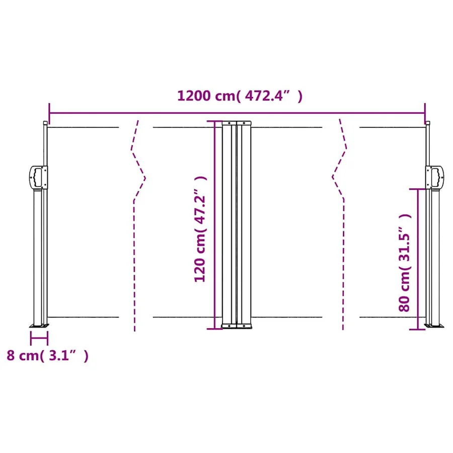 Auvent latéral rétractable anthracite 120x1200 cm - 10