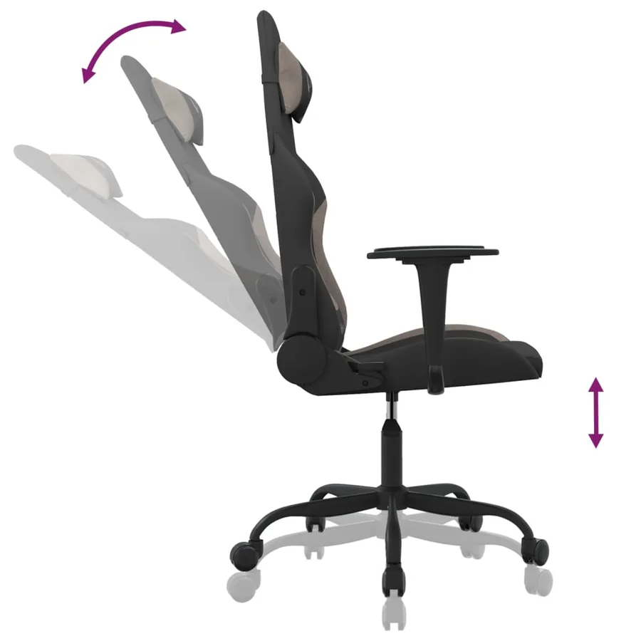 Chaise de jeu Noir et taupe Tissu - 6