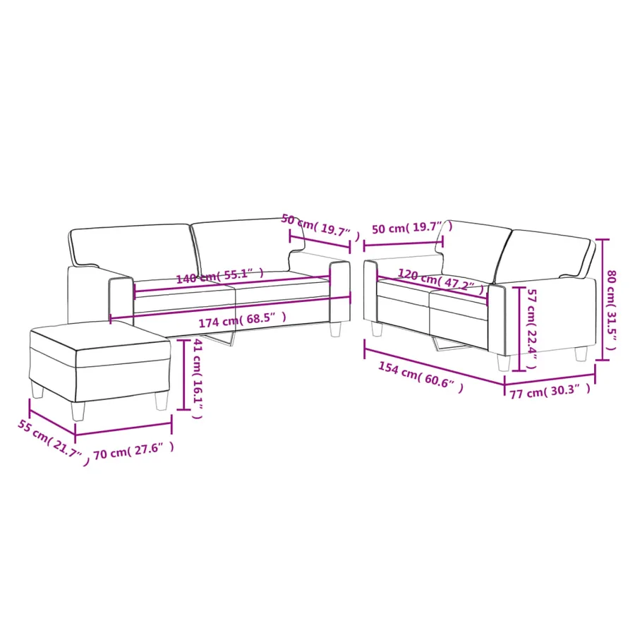 Ensemble de canapés 3 pcs crème similicuir - 9