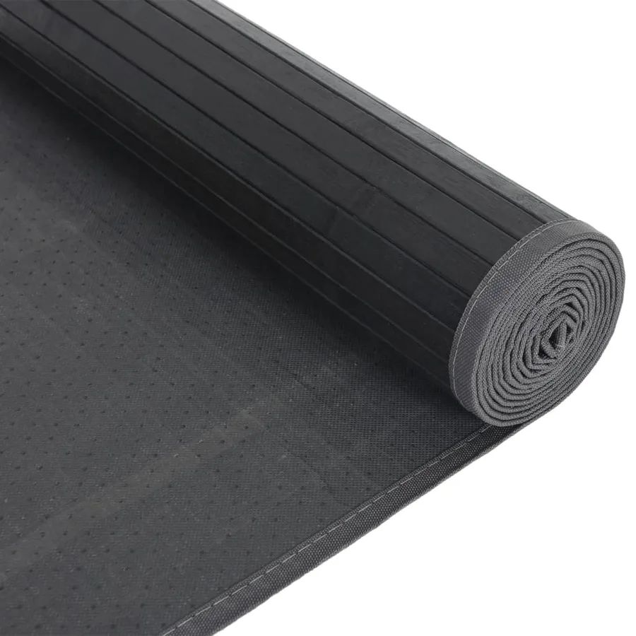 Tapis rectangulaire gris 80x500 cm bambou - 5