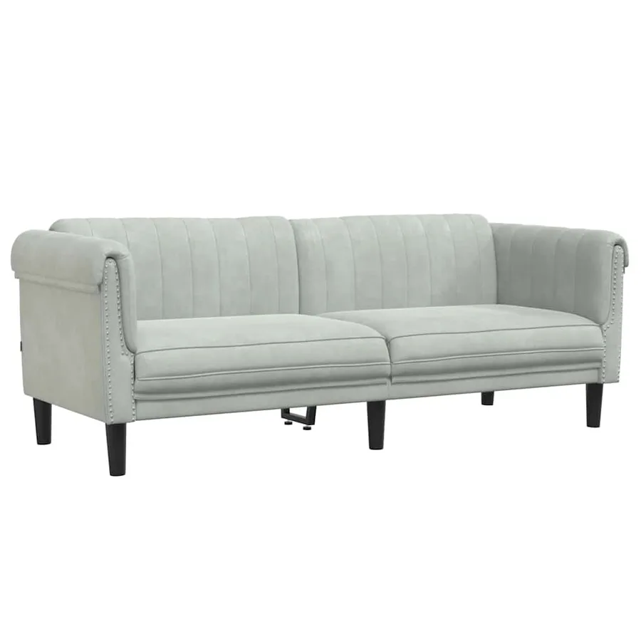 Canapé à 3 places gris clair velours - 2