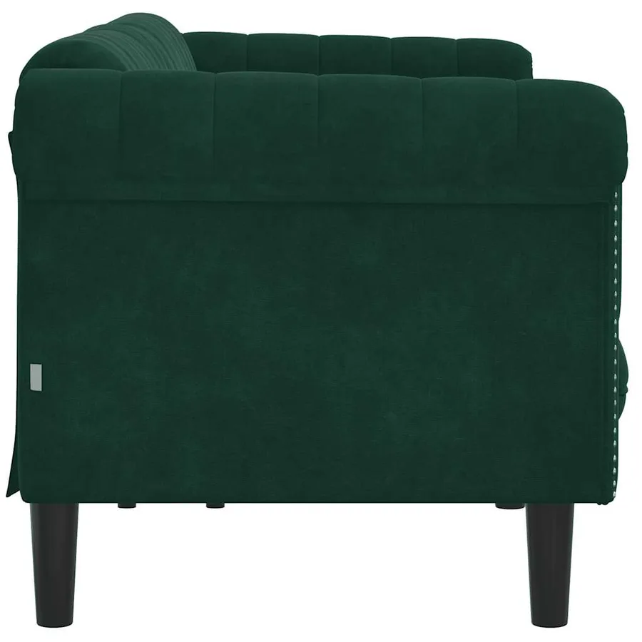 Canapé à 3 places vert foncé velours - 4