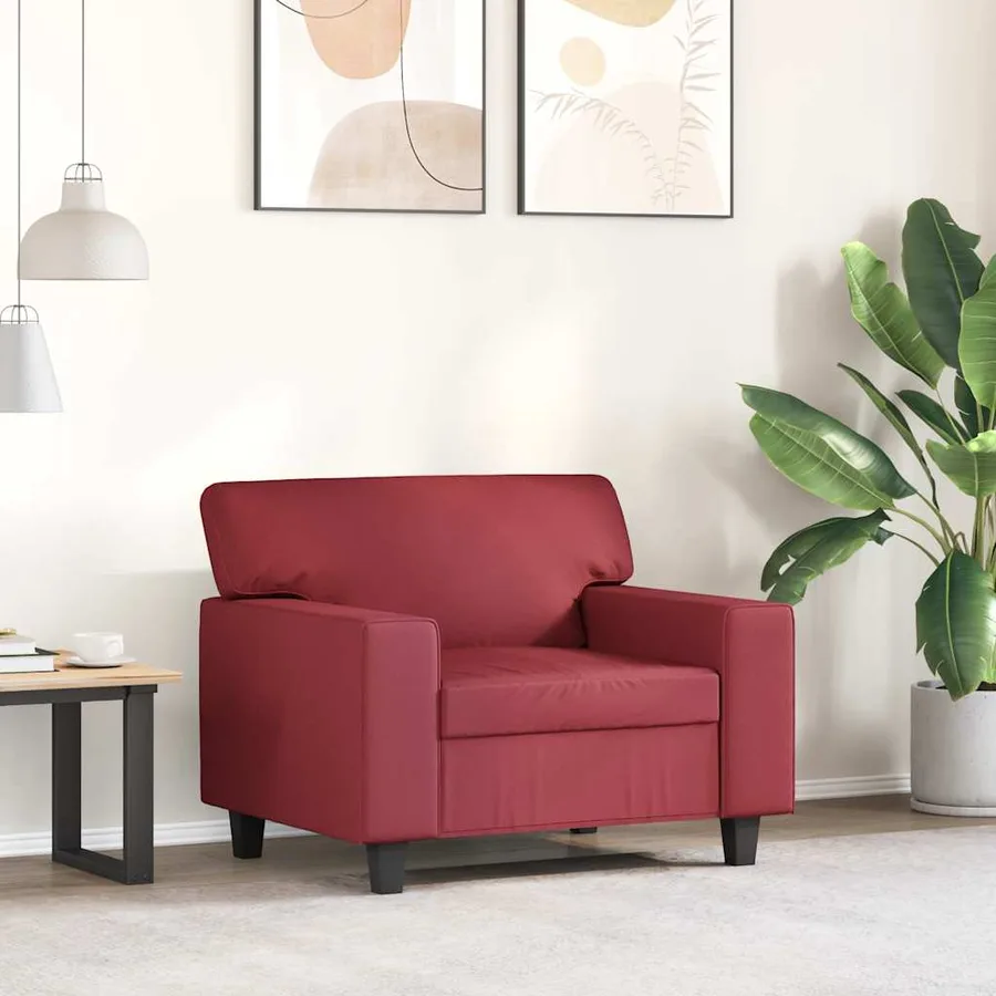 Fauteuil Rouge bordeaux 60 cm Similicuir - 3