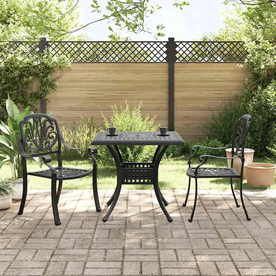 Ensemble de bistro 3 pcs noir aluminium coulé - 2