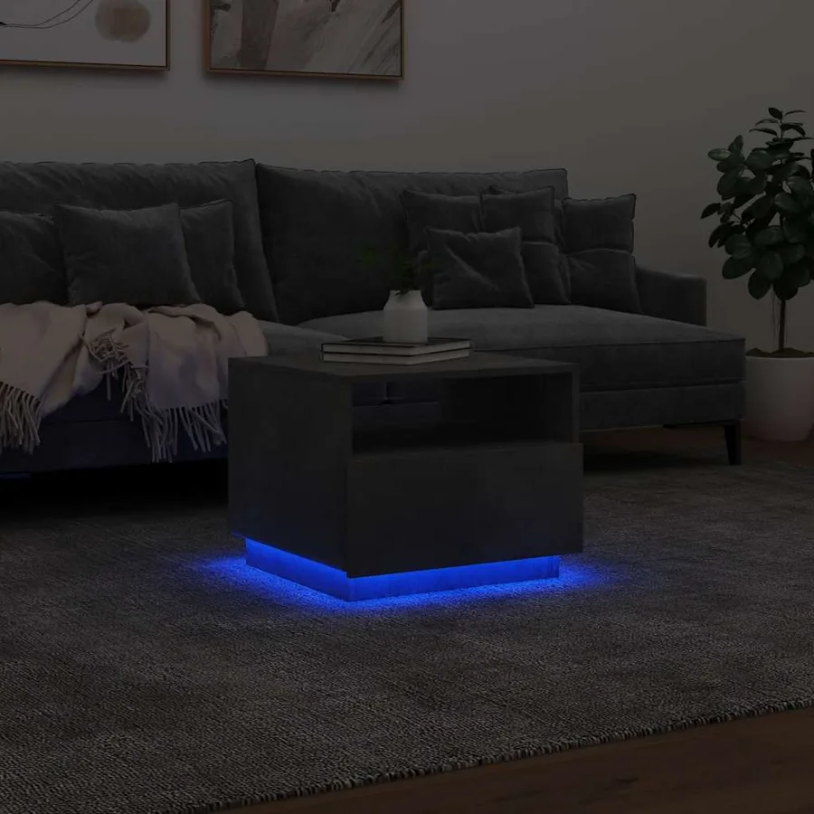 Table basse avec lumières LED gris béton 50x49x40 cm - 5