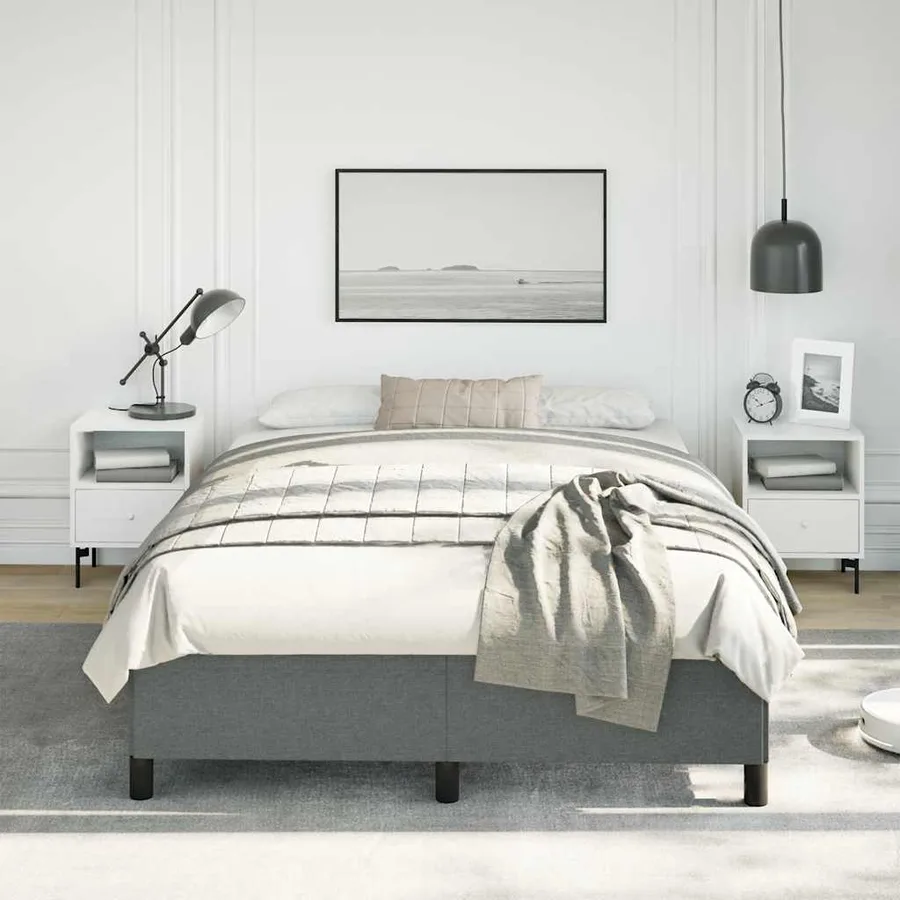 Cadre de lit sans matelas gris foncé 137x190 cm tissu - 3