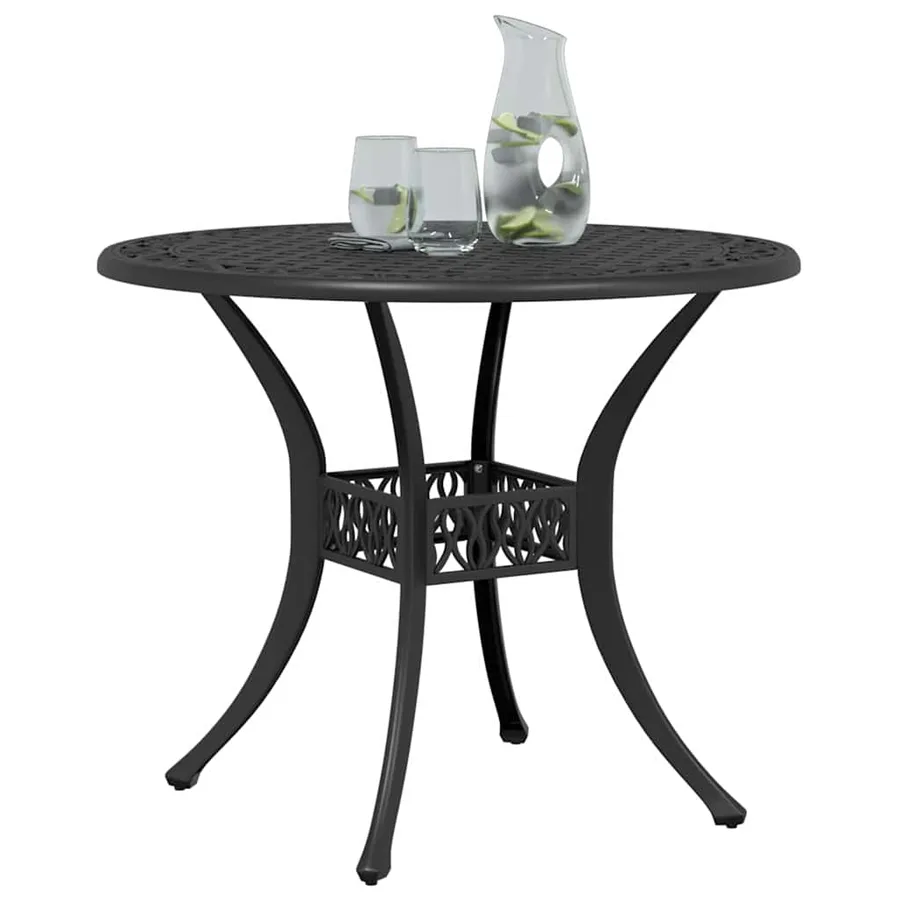 Table de jardin noir Ø90x75 cm aluminium coulé - 4