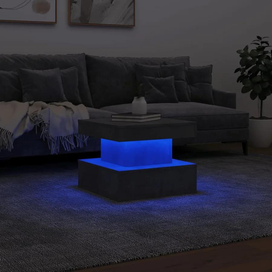 Table basse avec lumières LED gris béton 50x50x40 cm - 5