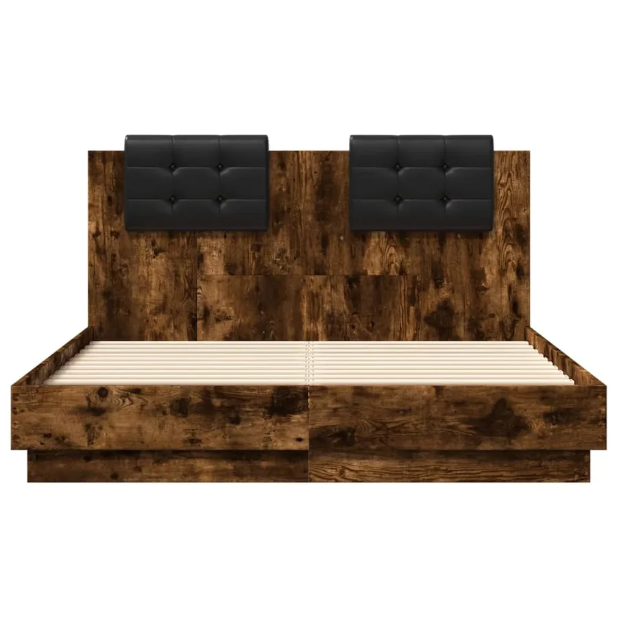 Cadre de lit sans matelas chêne fumé 120x190 cm - 4