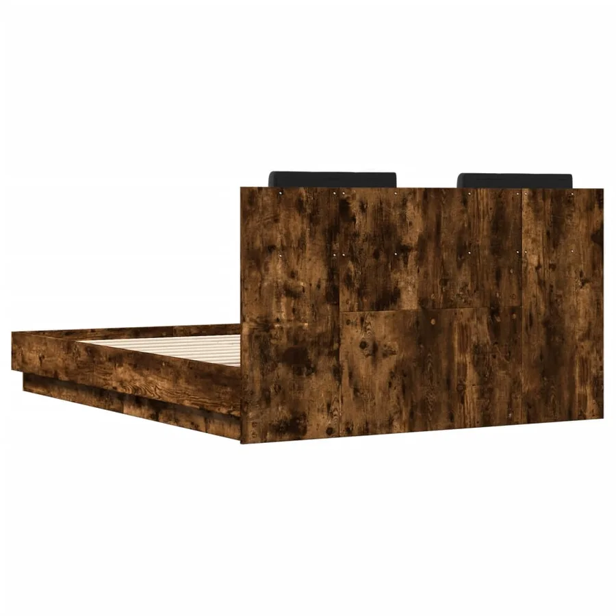 Cadre de lit sans matelas chêne fumé 120x190 cm - 6