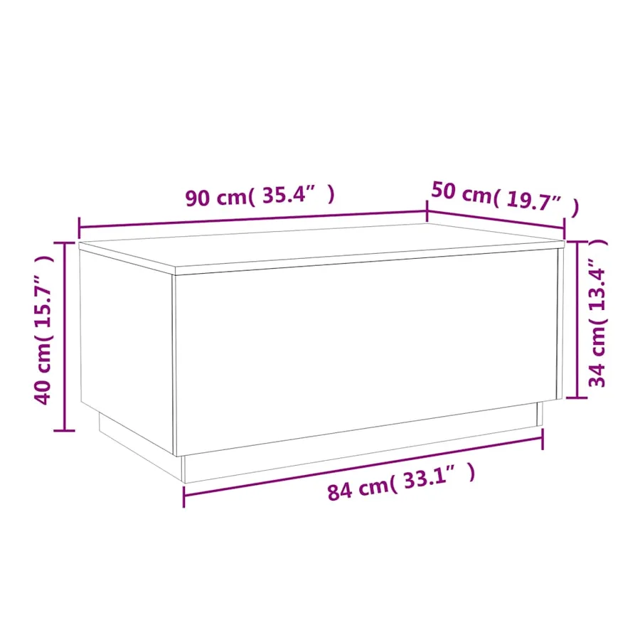 Table basse avec lumières LED noir 90x50x40 cm - 15