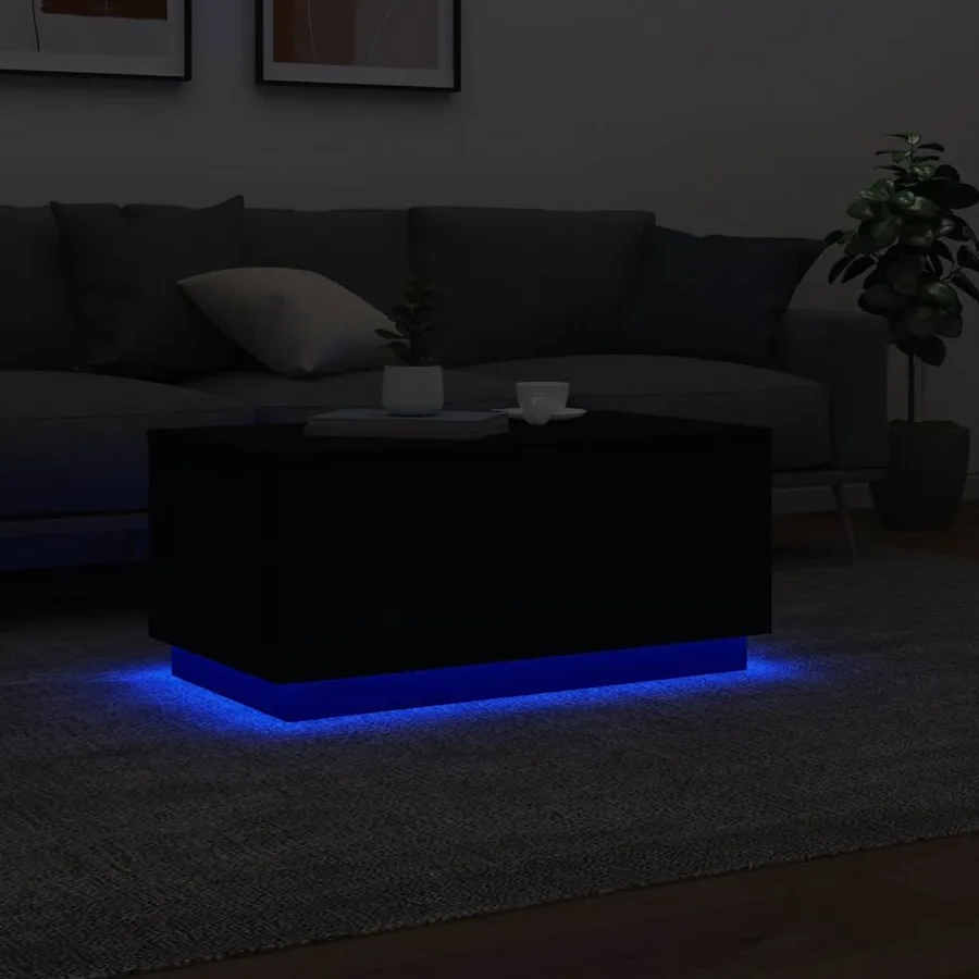 Table basse avec lumières LED noir 90x50x40 cm - 5