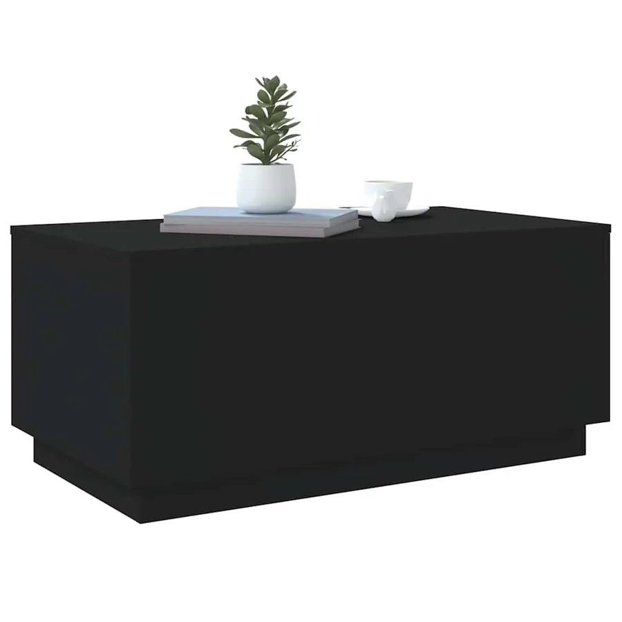 Table basse avec lumières LED noir 90x50x40 cm - 6