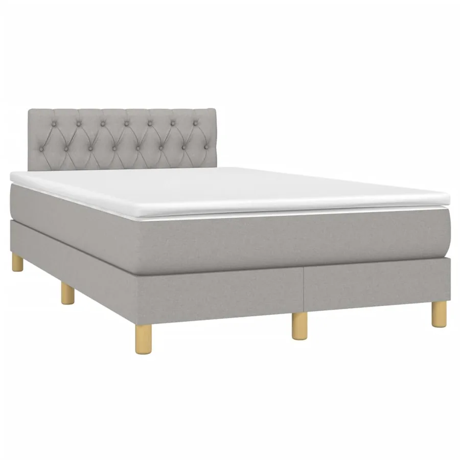 Sommier à lattes de lit et matelas gris clair 120x190 cm tissu - 2
