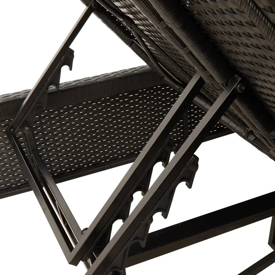 Chaise longue double avec coussins noir résine tressée - 8