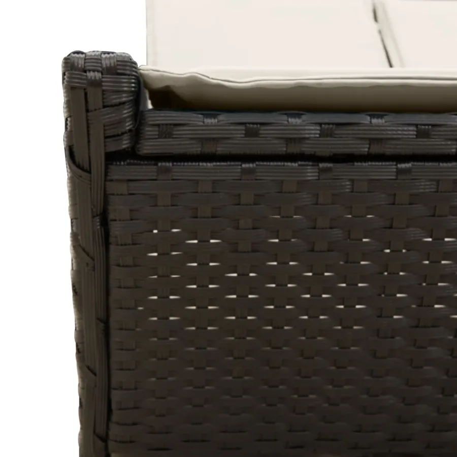 Chaise longue double avec coussins noir résine tressée - 9