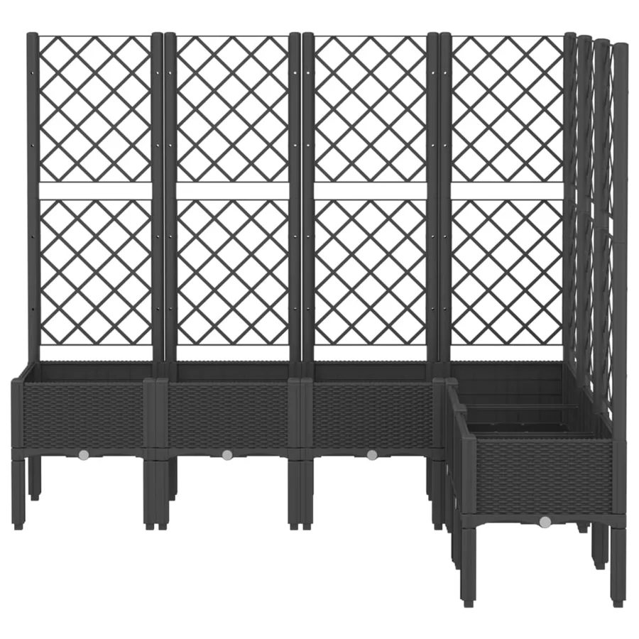 Jardinière avec treillis noir 160x120x142 cm PP - 3