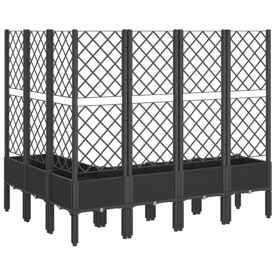 Jardinière avec treillis noir 160x120x142 cm PP - 5