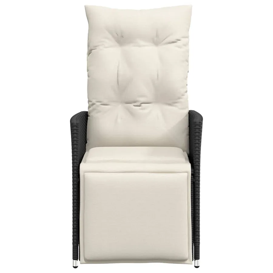 Chaises inclinables de jardin lot de 2 et coussins noir rotin - 4