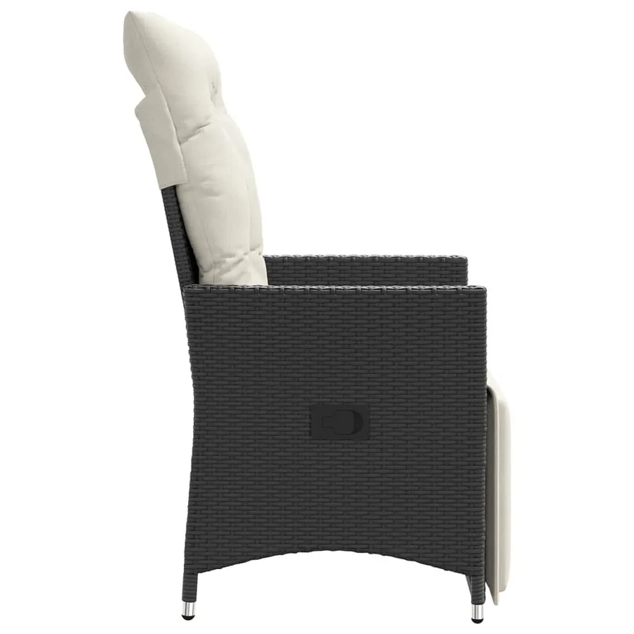 Chaises inclinables de jardin lot de 2 et coussins noir rotin - 5