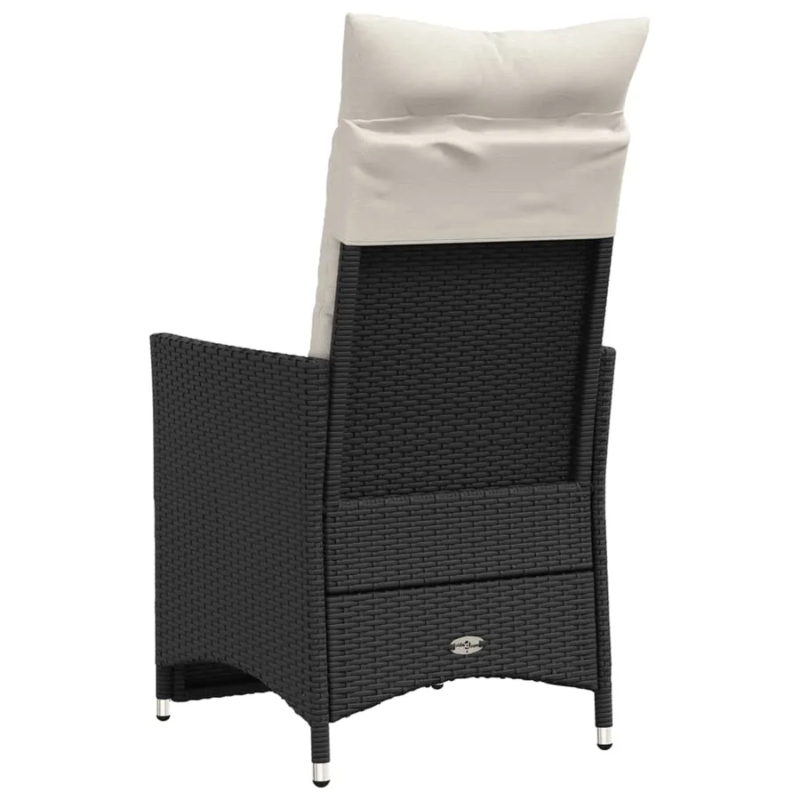 Chaises inclinables de jardin lot de 2 et coussins noir rotin - 6