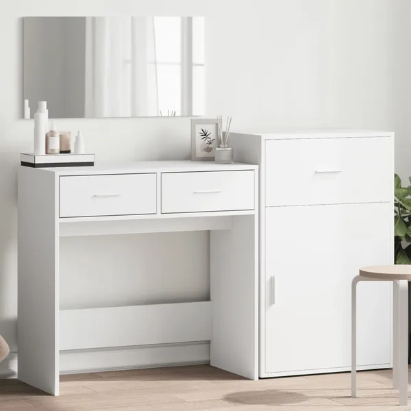 Ensemble de coiffeuse 3 pcs blanc bois d'ingénierie