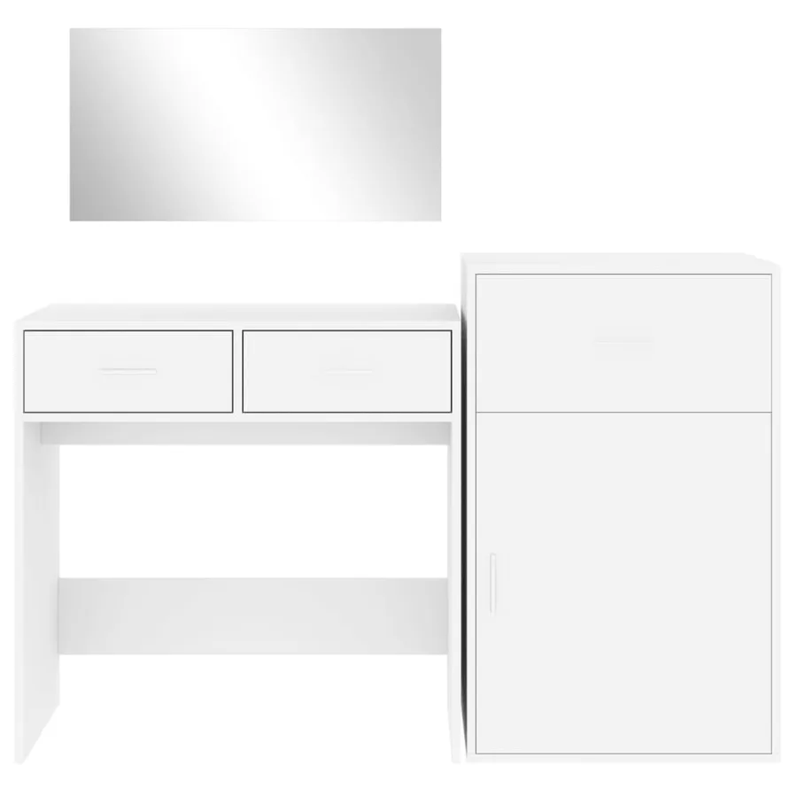 Ensemble de coiffeuse 3 pcs blanc bois d'ingénierie - 5